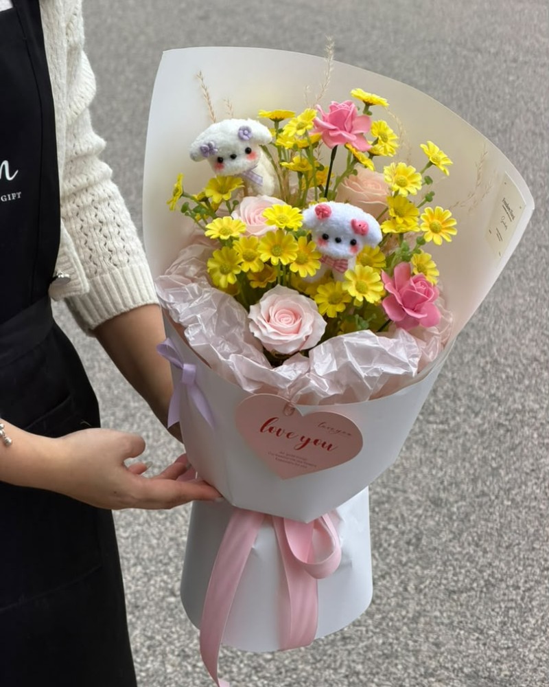 奶霜小狗 Buttercream Puppy(soap flower)